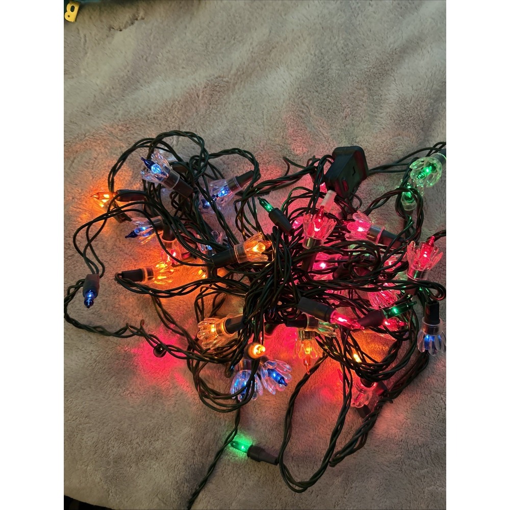Vintage Holiday‎ Christmas Lights Acrylic Star Flower Atomic Cover Soft Light 02
